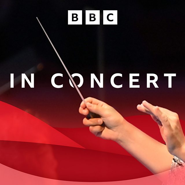 BBC In Concert artwork with a conductor's hands and baton above red ribbons